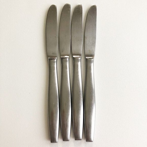 Portrait National Stainless Steel NSCO Japan Blunt Sleek MCM Mod 4 Dinner Knives - Picture 1 of 4